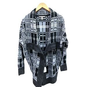 Vintage VICTORIAS SECRET Wrap Cardigan Wool Mohair Gray/Black Plaid Size XS NEW
